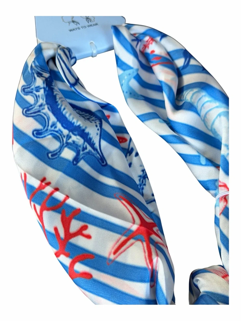 PIPER K | Nautical Starfish Shell Ocean Coral Scarf NWT
